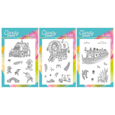 Linda's Country Scene Elements A6 Stamp Trio