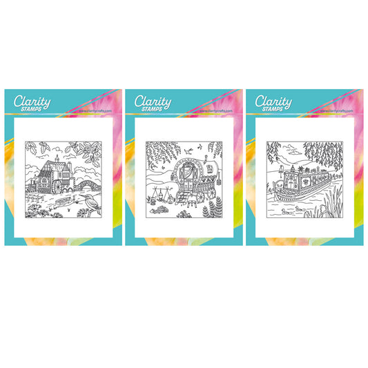 Linda's Country Scenes A6 Square Stamp Trio