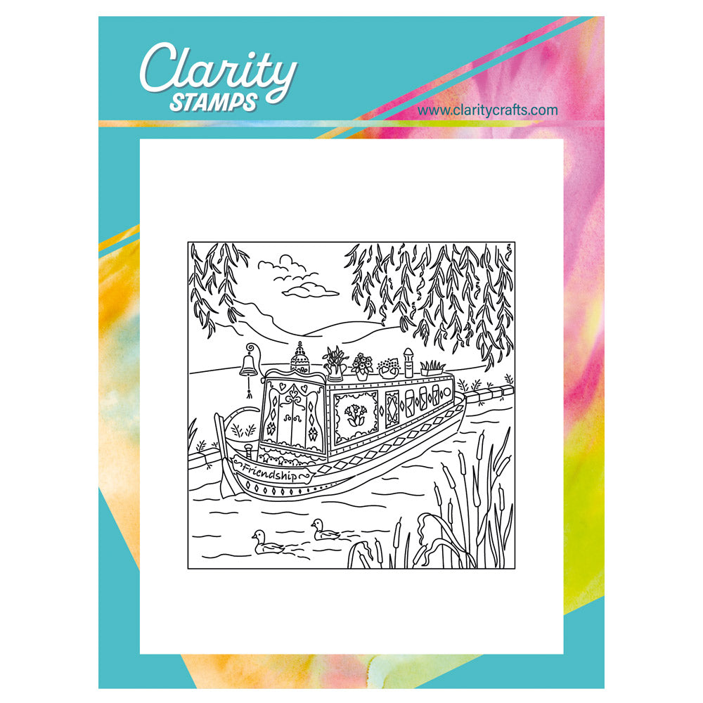 Linda's Friendship Narrowboat Scene A6 Square Stamp Set