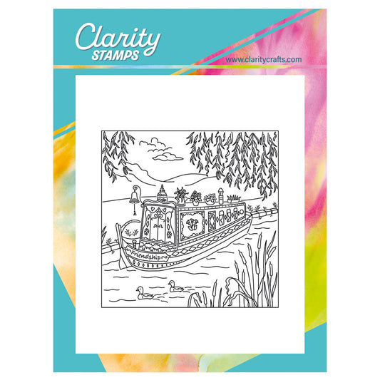 Linda's Friendship Narrowboat Scene A6 Square Stamp Set