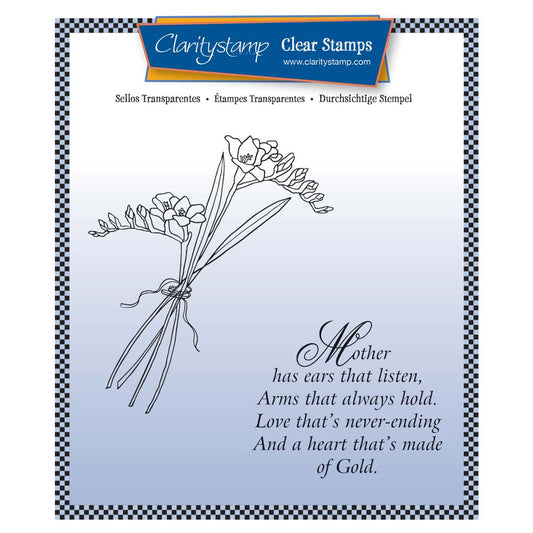 CLEARANCE Freesias & Mother Verse A5 Square Stamp Set