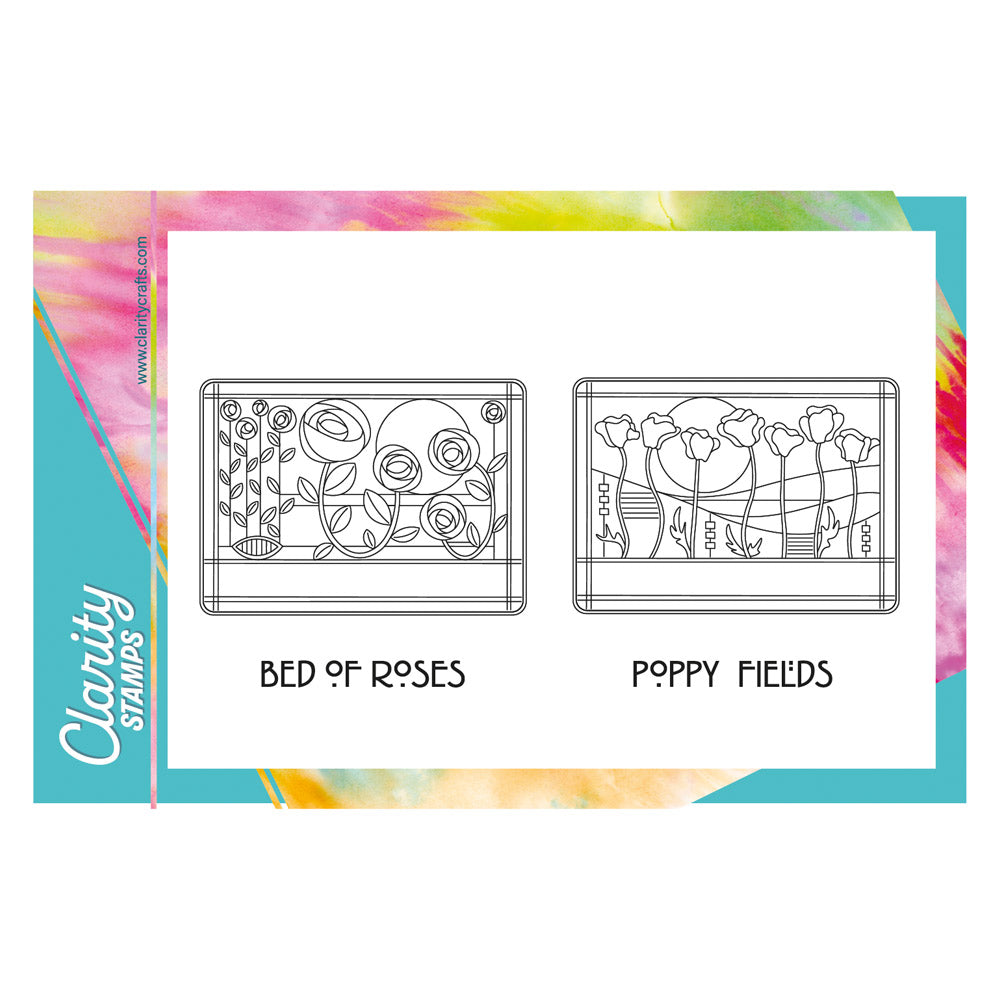 Art Nouveau Bed of Roses & Poppy Fields A5 Stamp Set