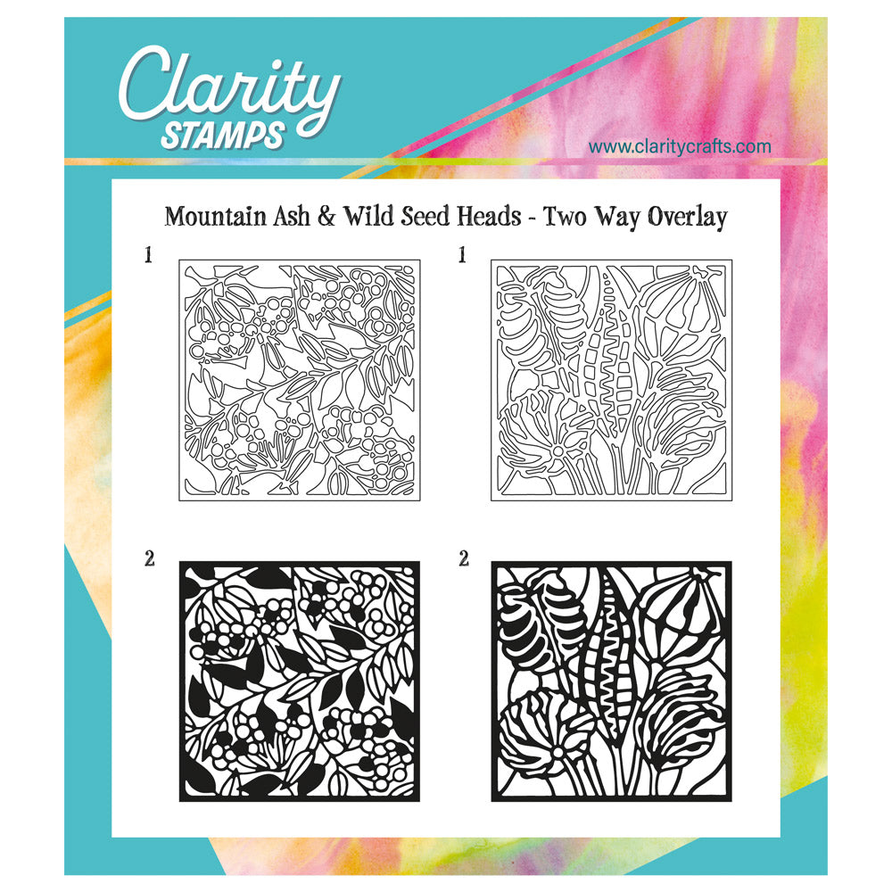 Botanical Mountain Ash & Wild Seed Heads - Two-Way Overlay A5 Square Stamp Set
