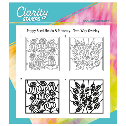 Botanical Poppy Seed Heads & Honesty - Two-Way Overlay A5 Square Stamp Set
