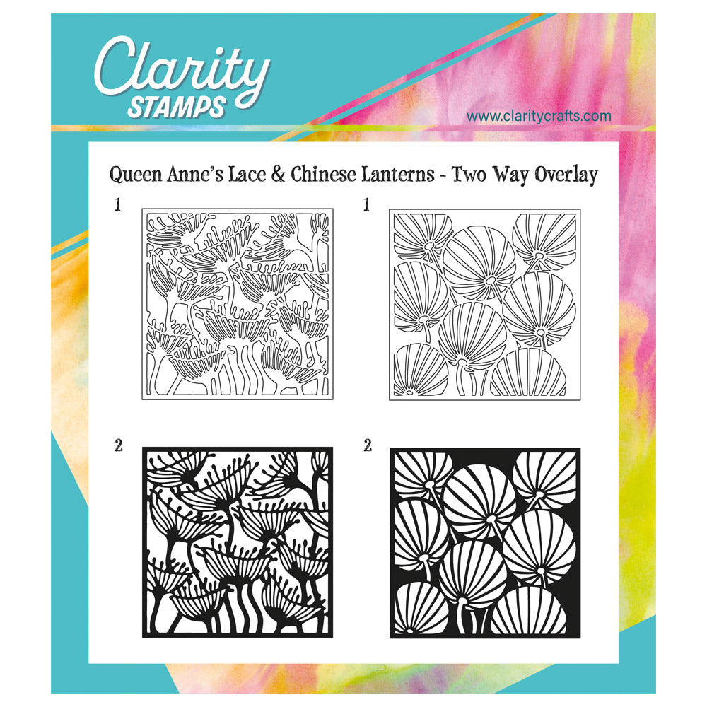 Botanical Queen Anne's Lace & Chinese Lanterns - Two-Way Overlay A5 Square Stamp Set