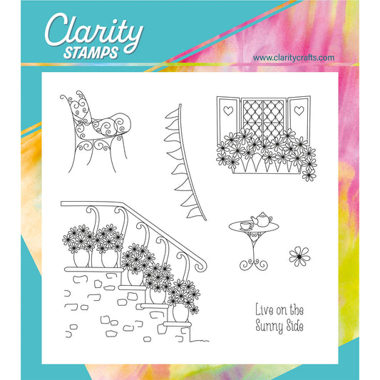 Linda's In the Garden - Floral Steps A5 Square Stamp & Mask Set