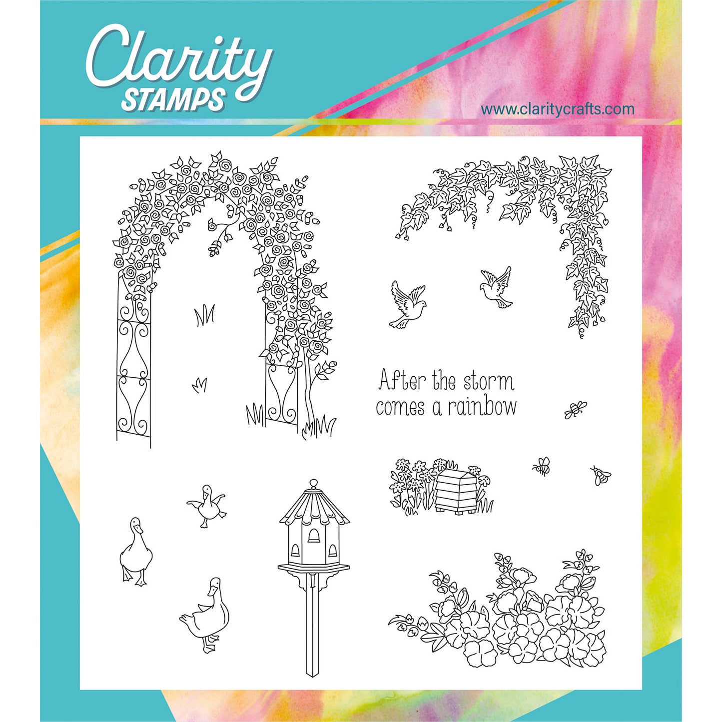 Linda's In the Garden - Rose Arch A5 Square Stamp & Mask Set