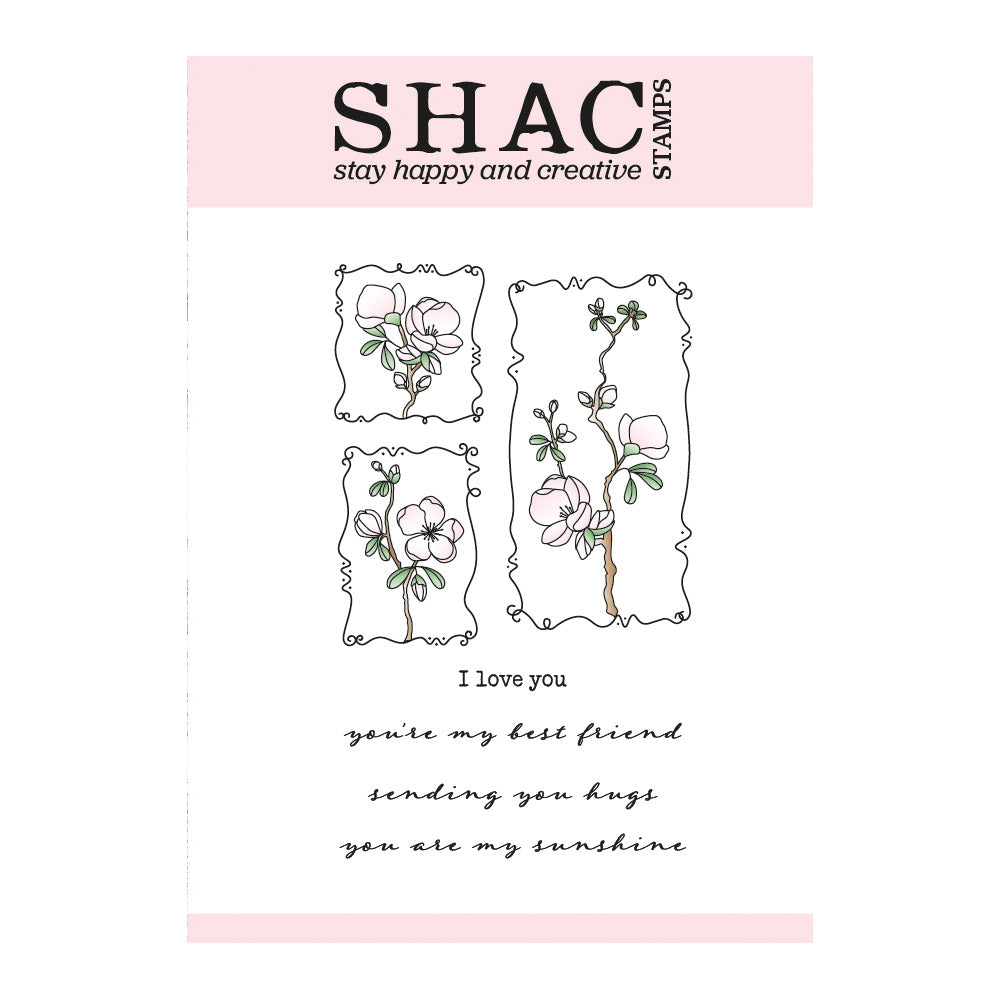 Barbara's SHAC Japonica Floral Panels A6 Square Stamp Set