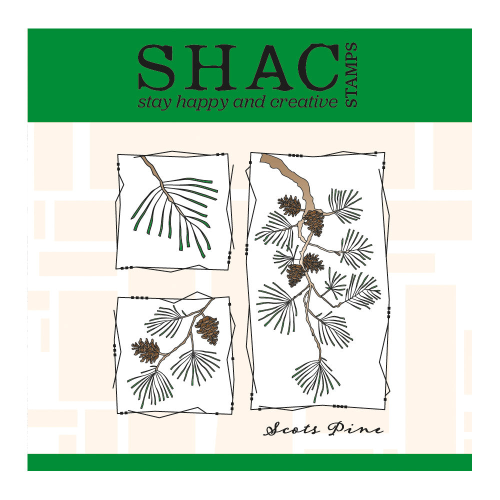 Barbara's SHAC Scots Pine Floral Panels A5 Square Stamp & Mask Set