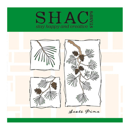 Barbara's SHAC Scots Pine Floral Panels A5 Square Stamp & Mask Set