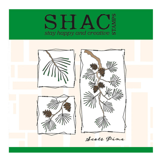 Barbara's SHAC Scots Pine Floral Panels A5 Square Stamp & Mask Set