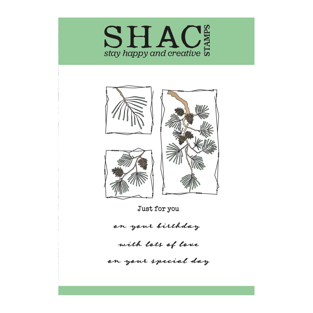 Barbara's SHAC Scots Pine Floral Panels A6 Square Stamp Set