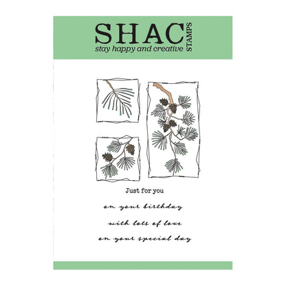 Barbara's SHAC Scots Pine Floral Panels A6 Square Stamp Set