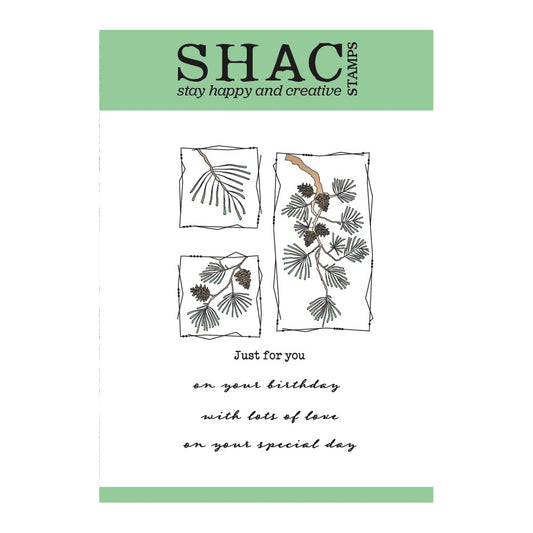 Barbara's SHAC Scots Pine Floral Panels A6 Square Stamp Set