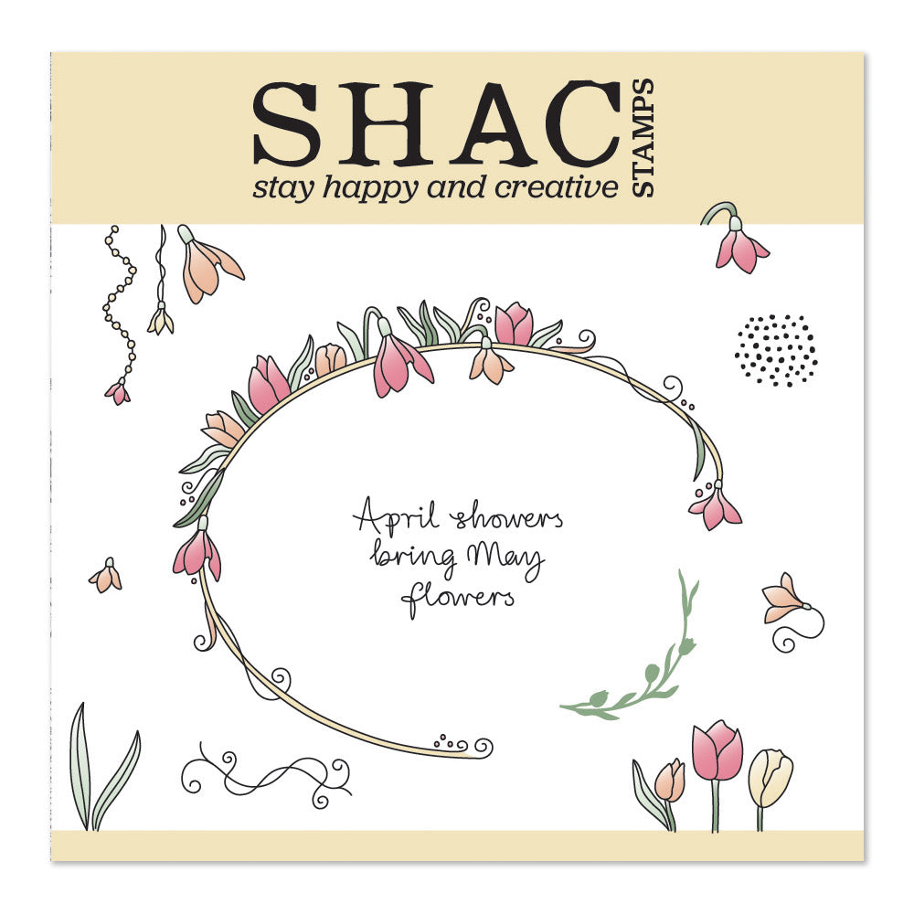Barbara's SHAC Tulips & Snowdrops Framer A5 Square Stamp Set