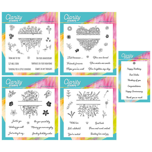 Jazz's Floral Panels & Petite Sentiments A5 Square & A7 Stamp Collection