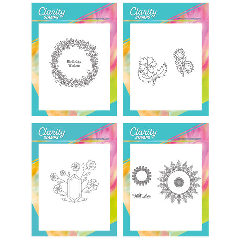 Clarity Super Savers - Celebration Florals A6 Stamp Quartet