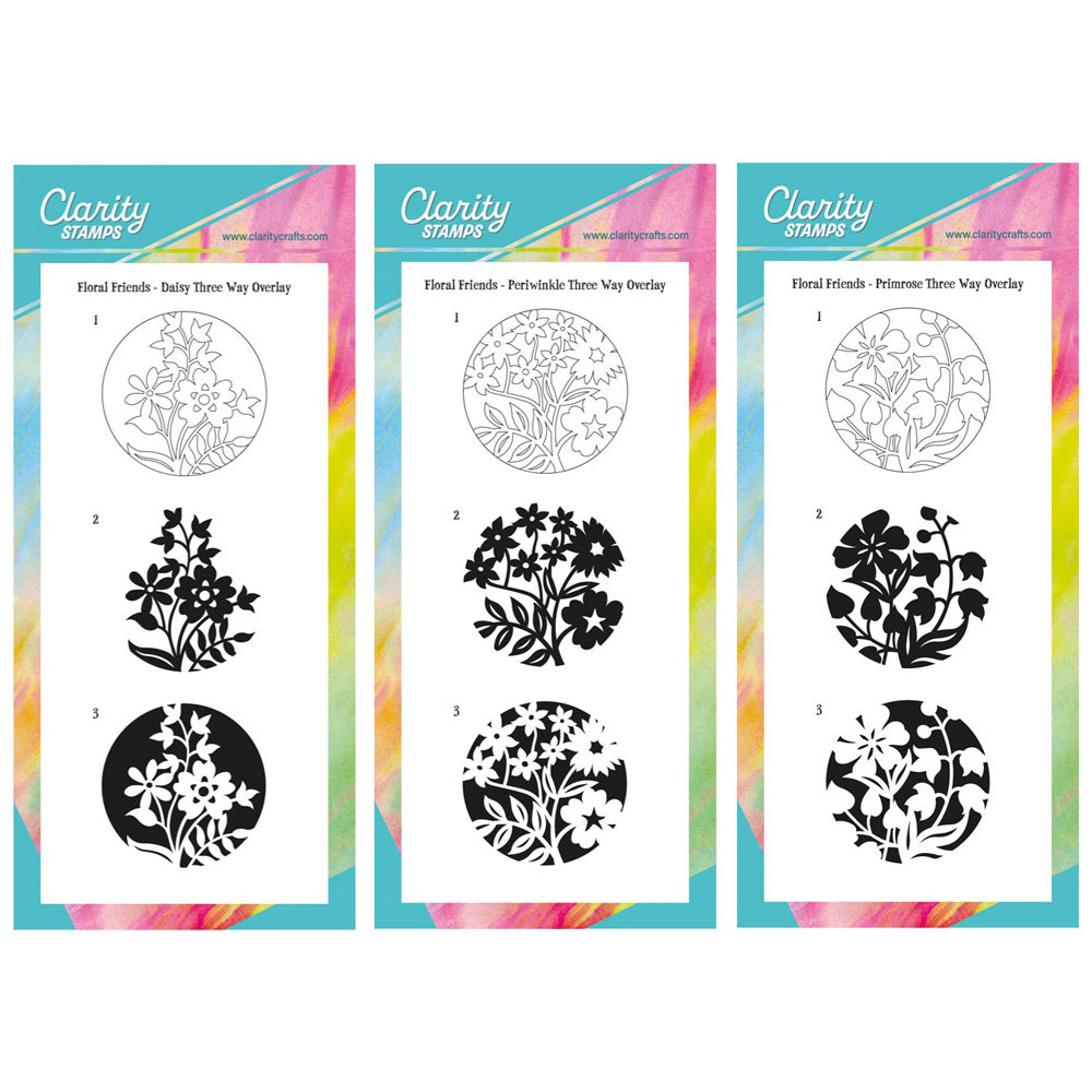 Daisy, Periwinkle & Primrose - Three Way Overlay A5 Slim Stamp Trio