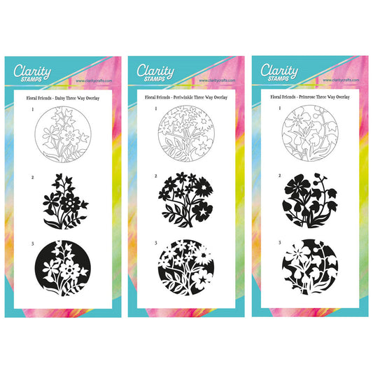 Daisy, Periwinkle & Primrose - Three Way Overlay A5 Slim Stamp Trio