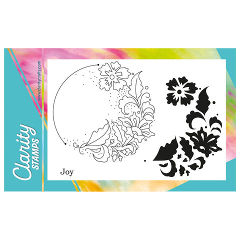 Barbara's Joy - Japanese Floral Crescent - Two Way Overlay A6 Stamp Set