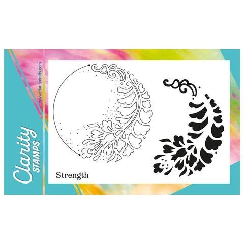 Barbara's Strength - Japanese Floral Crescent - Two Way Overlay A6 Stamp Set