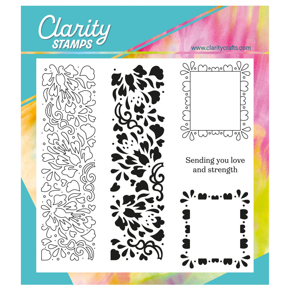 Barbara's Strength - Floral Panel - Two Way Overlay A5 Square Stamp Set