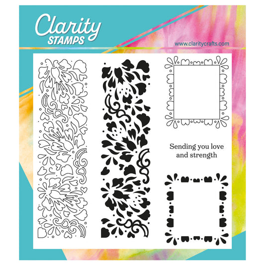 Barbara's Strength - Floral Panel - Two Way Overlay A5 Square Stamp Set