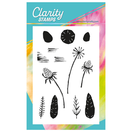 Linocut Floral - Teasel Overlay A6 Stamp Set