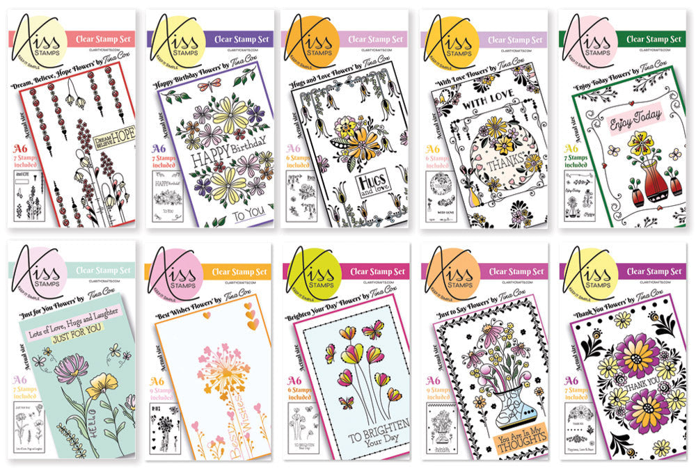 KISS by Clarity - Tina's Flowers A6 Stamp Collection