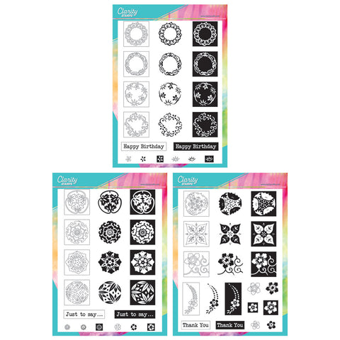 Barbara's Japanese Floral Tiles - Three Way Overlay A4 Stamp Collection