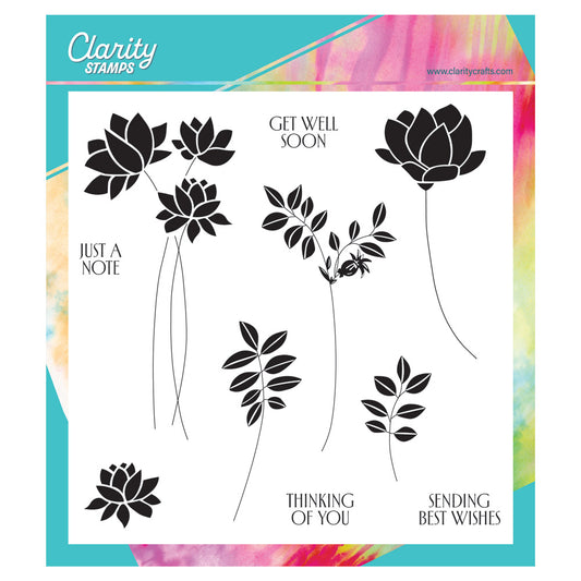 Barbara's Big Blooms - Silhouette Flowers A4 Square Stamp & Mask Set