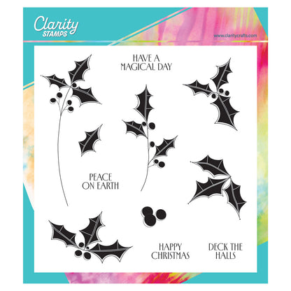 Barbara's Big Blooms - Silhouette Holly Leaves A4 Square Stamp & Mask Set