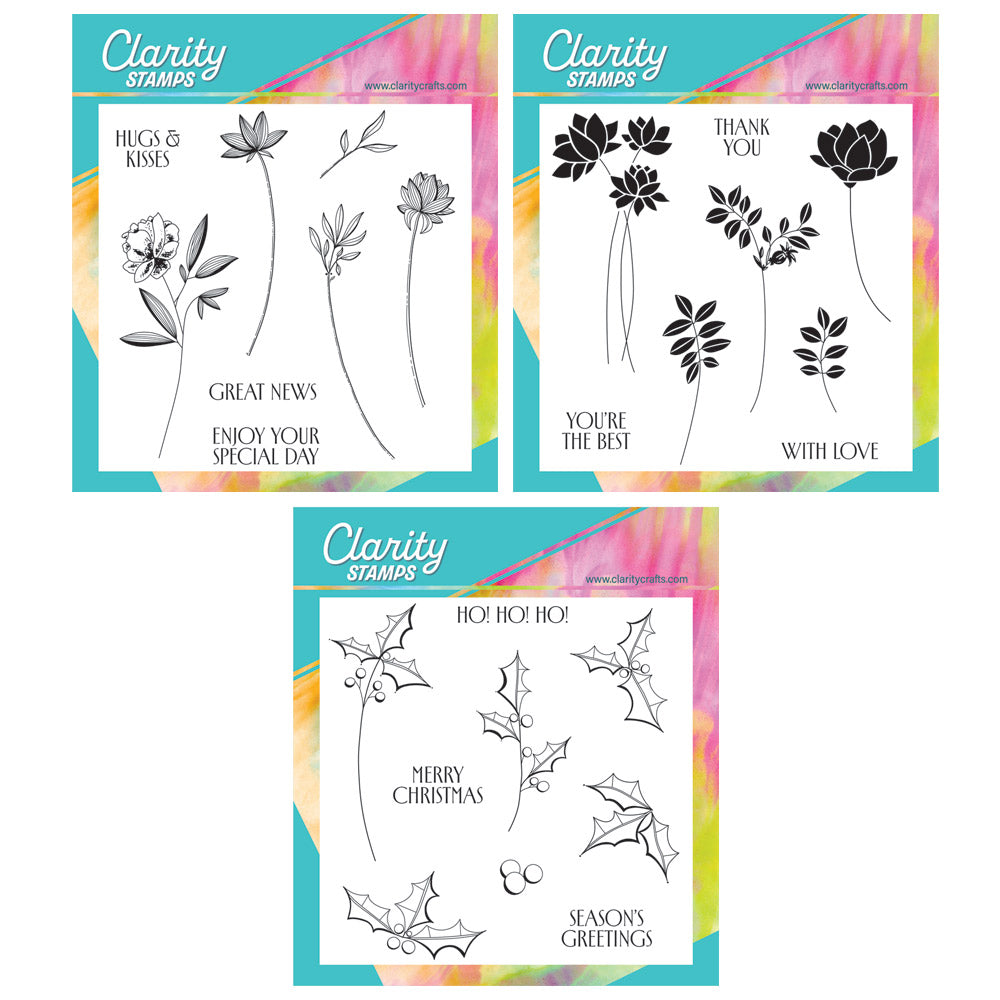 Barbara's Big Blooms & Leaves A5 Square Stamp & Mask Collection