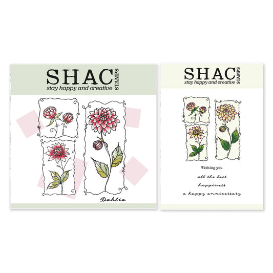 Barbara's SHAC Dahlia Floral Panels A5 Square & A6 Stamp & Mask Duo