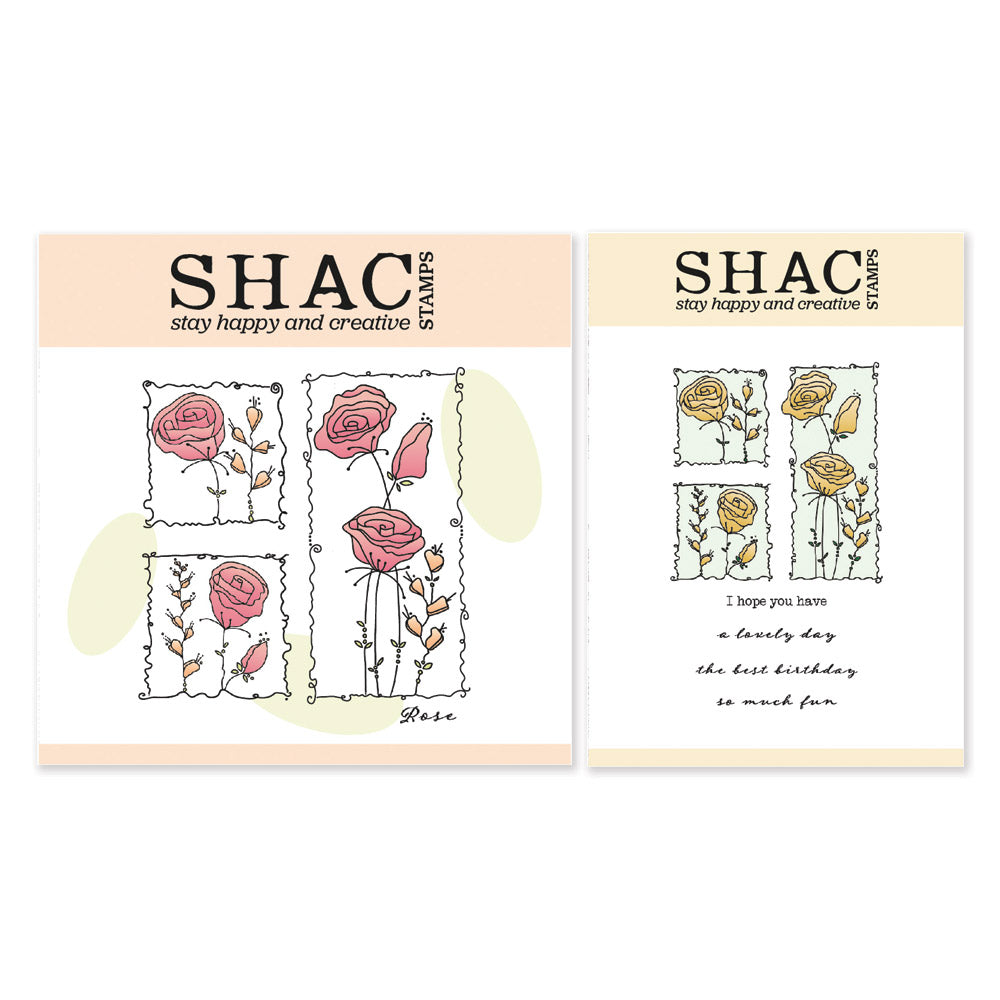 Barbara's SHAC Rose Floral Panels A5 Square & A6 Stamp & Mask Duo
