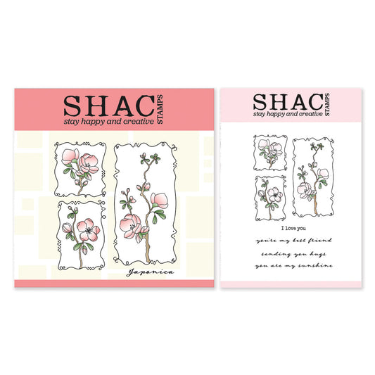Barbara's SHAC Japonica Floral Panels A5 Square & A6 Stamp & Mask Duo
