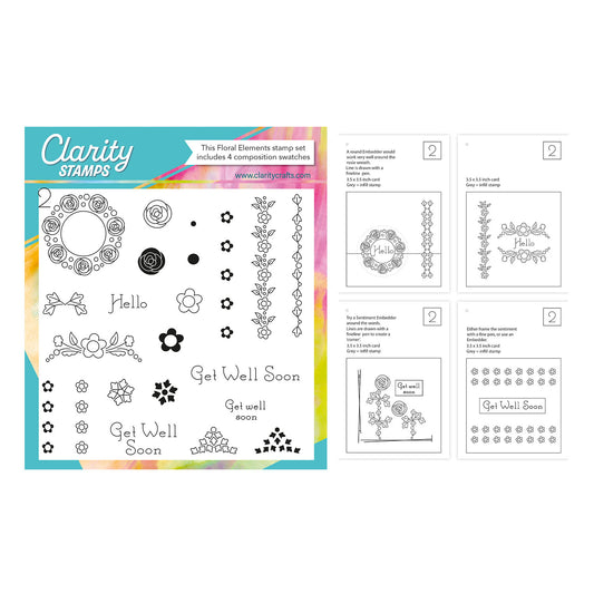 Floral Elements Set 2 - A5 Square Stamp Set with 4x A6 Composition Swatches