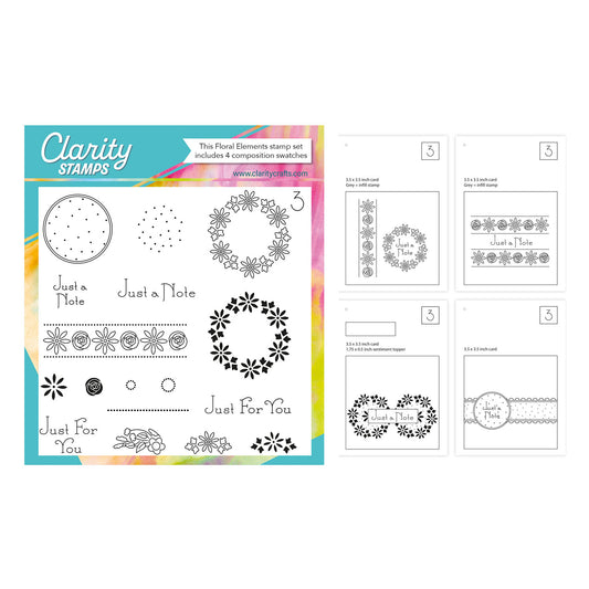 Floral Elements Set 3 - A5 Square Stamp Set with 4x A6 Composition Swatches