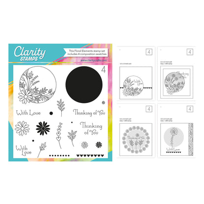 Floral Elements Set 4 - A5 Square Stamp Set with 4x A6 Composition Swatches
