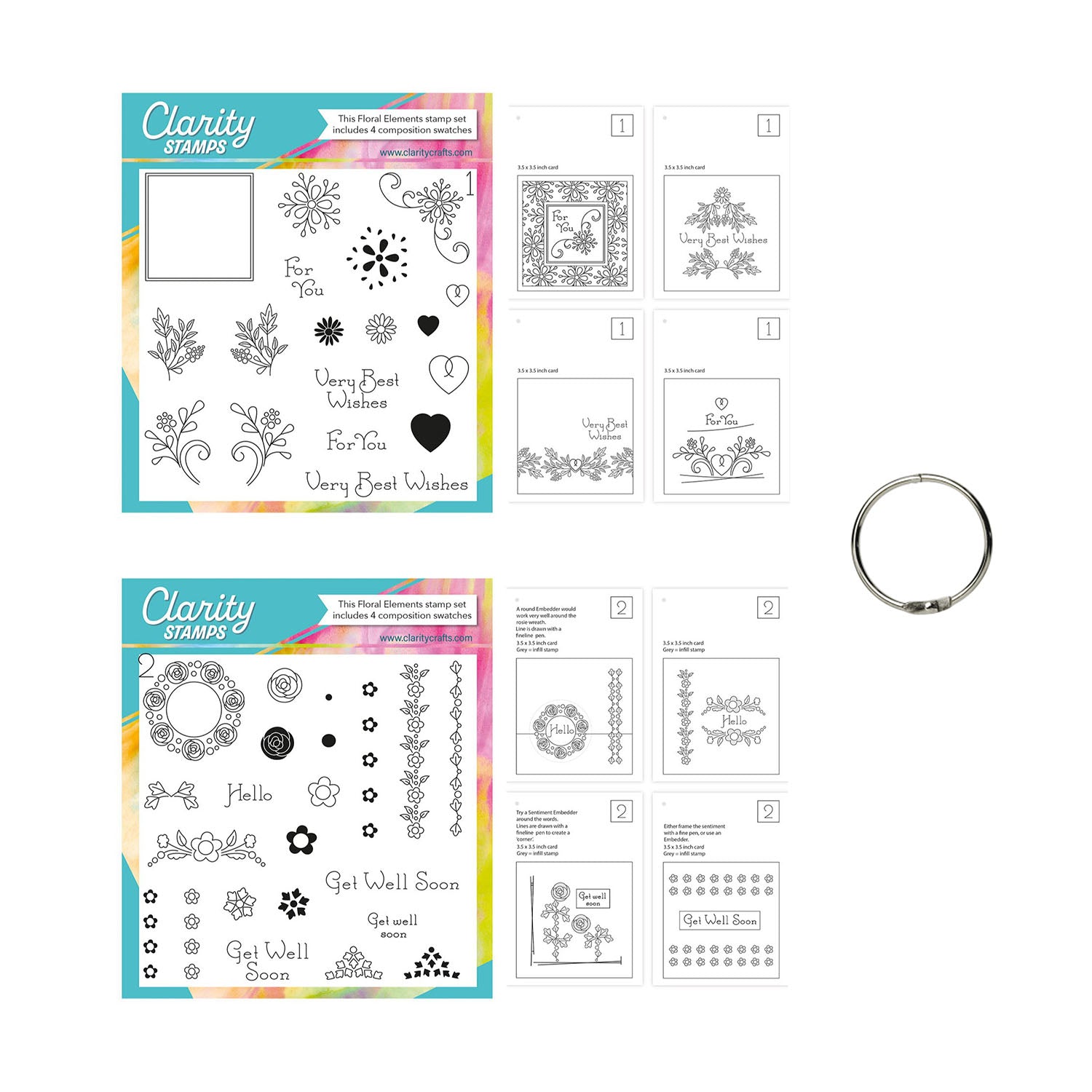 Floral Elements Sets 1 & 2 - A5 Square Stamp Sets, Composition Swatche ...