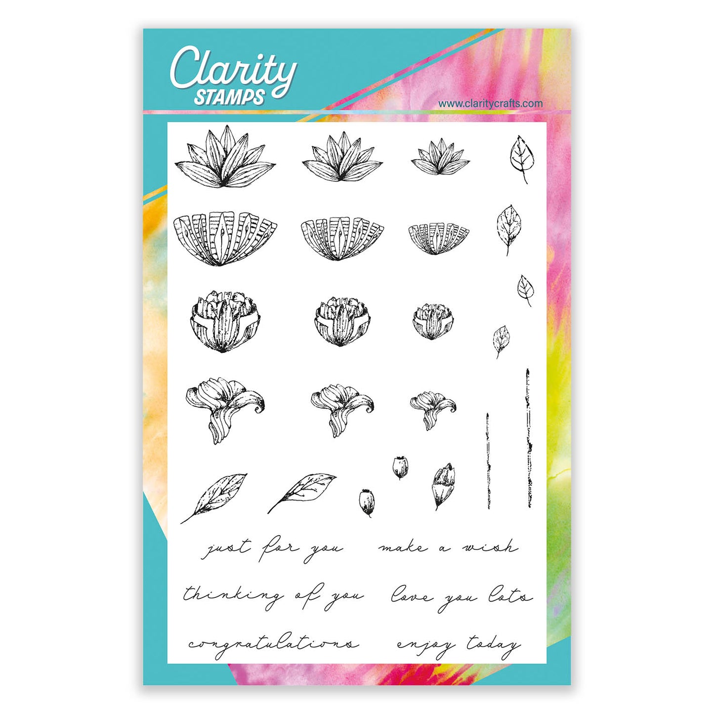 Dotted Blooms & Sentiment Stalks - Set 2 - Just For You A5 Stamp & Mask Set