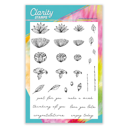 Dotted Blooms & Sentiment Stalks - Set 2 - Just For You A5 Stamp & Mask Set