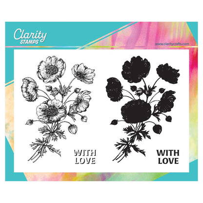 Bijou Poppy Posy A6 clear floral stamp set with 4 poppy stamps