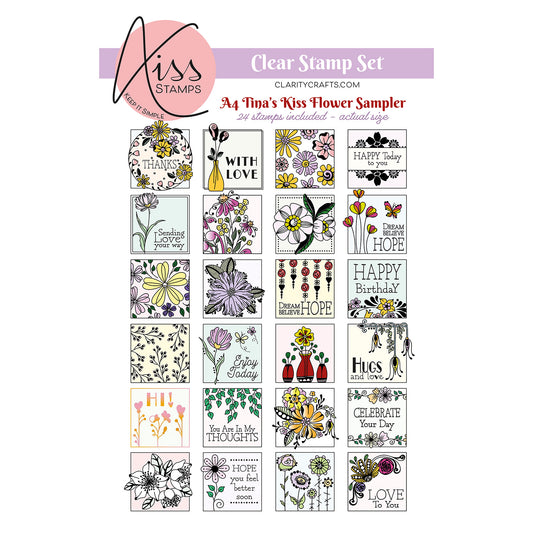 KISS by Clarity - Tina's Flowers Sampler A4 Stamp Set