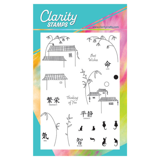 Mini Japanese Scene Builder - Houses A6 Stamp Set