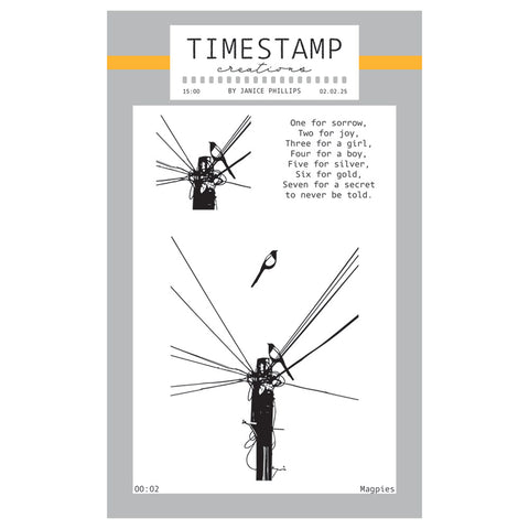 Timestamp Creations by Janice Phillips - Magpies A6 Stamp Set