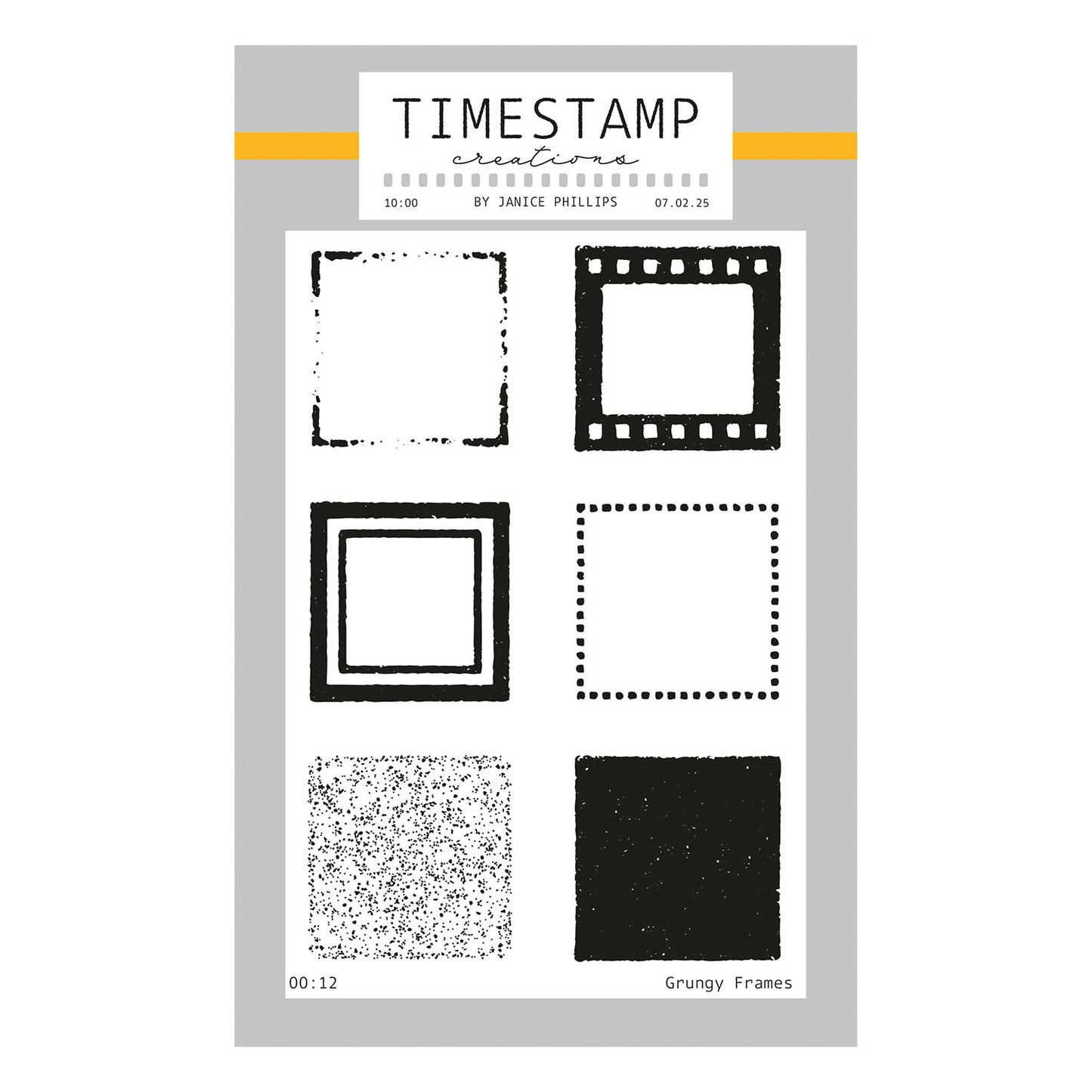 Timestamp Creations by Janice Phillips - Grungy Frames A6 Stamp Set