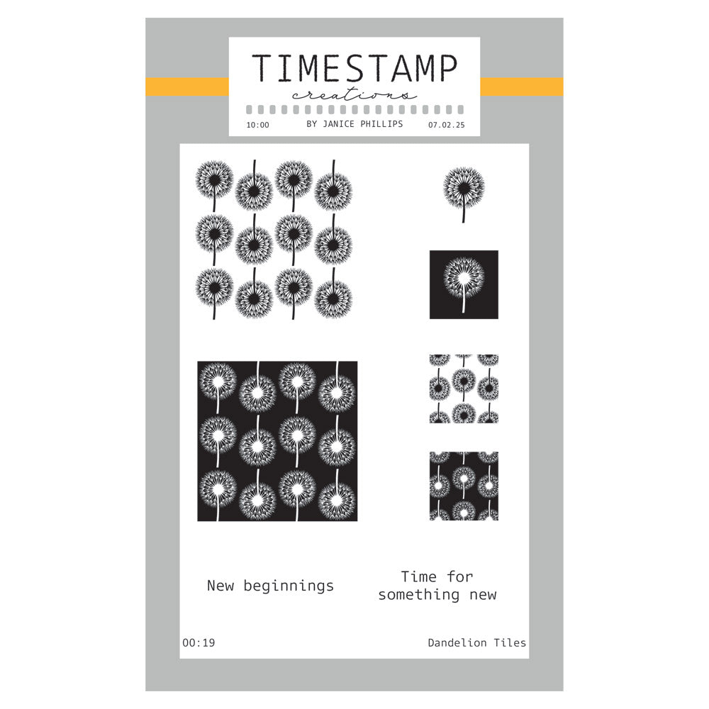 Timestamp Creations by Janice Phillips - Dandelion Tiles A6 Stamp Set