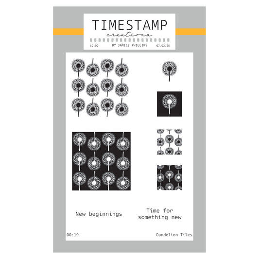 Timestamp Creations by Janice Phillips - Dandelion Tiles A6 Stamp Set