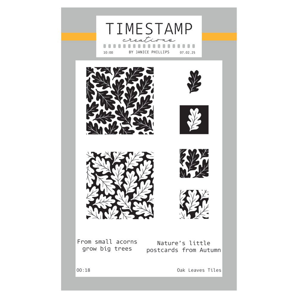 Timestamp Creations by Janice Phillips - Oak Leaves Tiles A6 Stamp Set